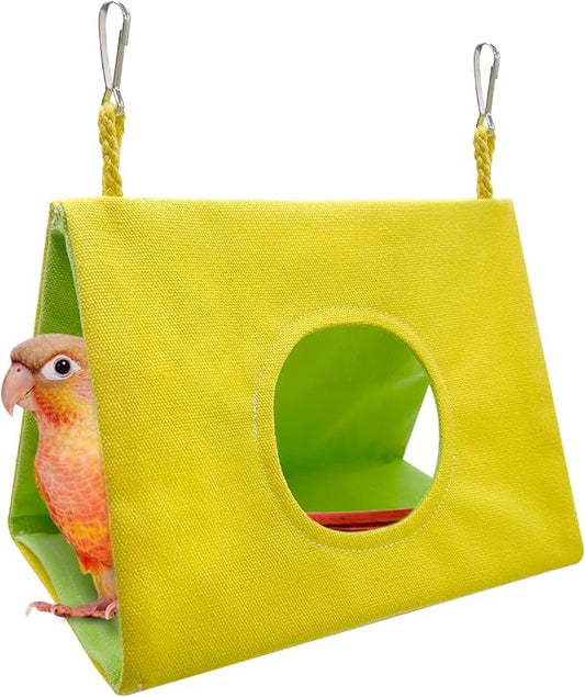 Bird Nest House Summer Bird Bed for Cage Hanging Hammock Shed Hut Parrot Hideaway for Budgies Lovebirds Cockatiels Conures Quakers African Grey Amazon Parrots, Small to Large Birds (M)