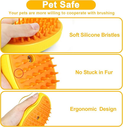 Nepfaivy Cat Steam Brush for Shedding - 3 in 1 Pet Steam Brush for Dog and Cat, Rechargeable Steamy Cat Brush, Spritz Defur Comb for Cats, Steamer Brush for Massage, Grooming and Removing Loose Hair