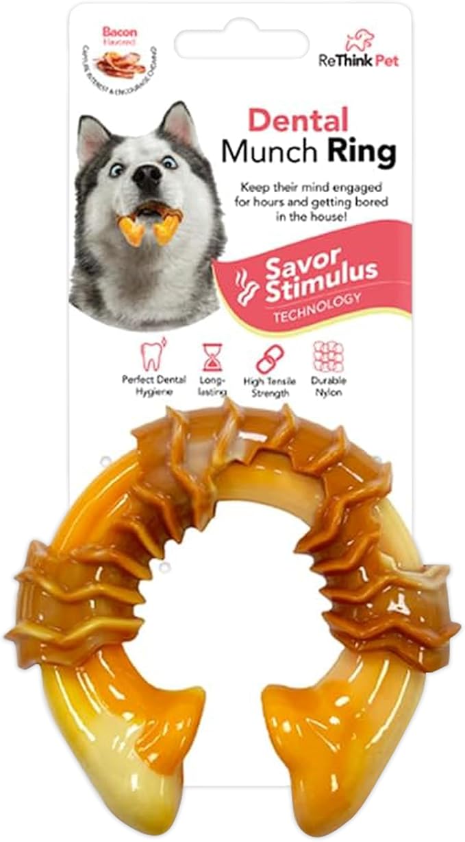 Dental Munch Ring Pet Toy, Bacon-Scented Nylon Dog Bones, Savor-Stimulating Flavored Dog Chew Toys, Long-Lasting and Durable Dog Toys for Boredom