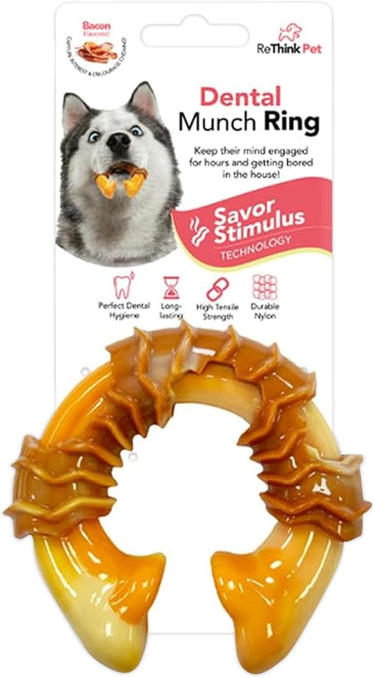 Dental Munch Ring Pet Toy, Bacon-Scented Nylon Dog Bones, Savor-Stimulating Flavored Dog Chew Toys, Long-Lasting and Durable Dog Toys for Boredom