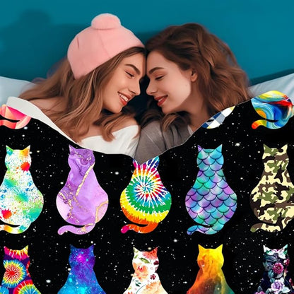 Cat Blanket Soft Cozy Flannel Throw Blanket Warm Lightweight Blankets Gifts for Cat Lovers Kids Girls Women Adults 60"x50"