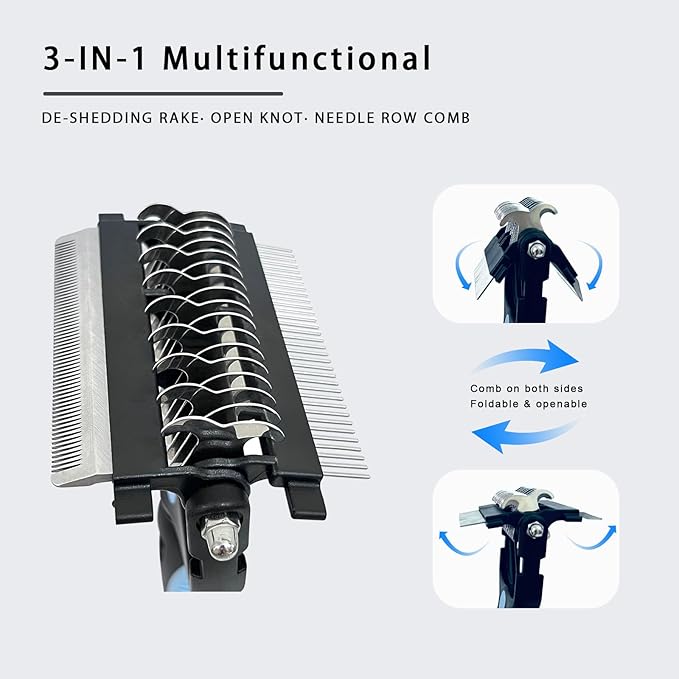 3-in-1 Pet Grooming Brush for Dogs & Cats  Double Sided Deshedding Tool with Stainless Steel Teeth, Detangler Comb & Undercoat Rake | Ergonomic Handle for Matted Fur Removal, Safe for Long/Short Hair