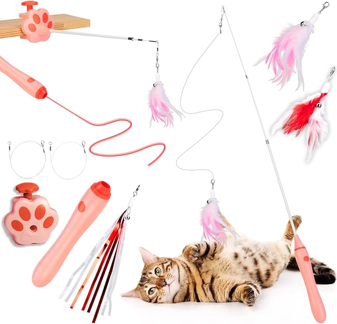 3-in-1 Retractable Cat Wand Toy for Indoor Cats