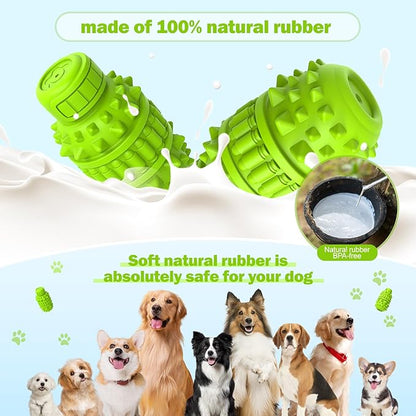 PIFFZEDO Dog Toys for Aggressive Chewers Tough Dog Squeaky Toys for Small Medium Breed Interactive Durable Natural Rubber Dog Chew Toys Dog Birthday Toy Dog Toothbrush(Green,Small)