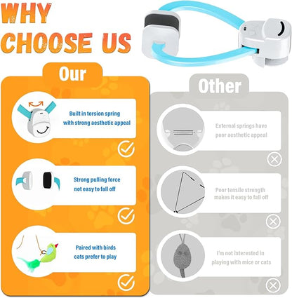 Interactive Cat Toys for Indoor Cats Automatic Electric Flying Bird Feather Wand Toy - Best Kitten & Adult Cat Enrichment Toy Hanging Electric Kitty Toys for Bored Cats