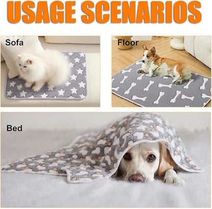 3 Pack Cat and Dog Blanket Soft & Warm Fleece Flanne Pet Blanket, Great Pet Throw Sleep Mat for Puppy Cats Small Medium & Large Dogs Cute Star/Love/Bone(Large 40" x 30")