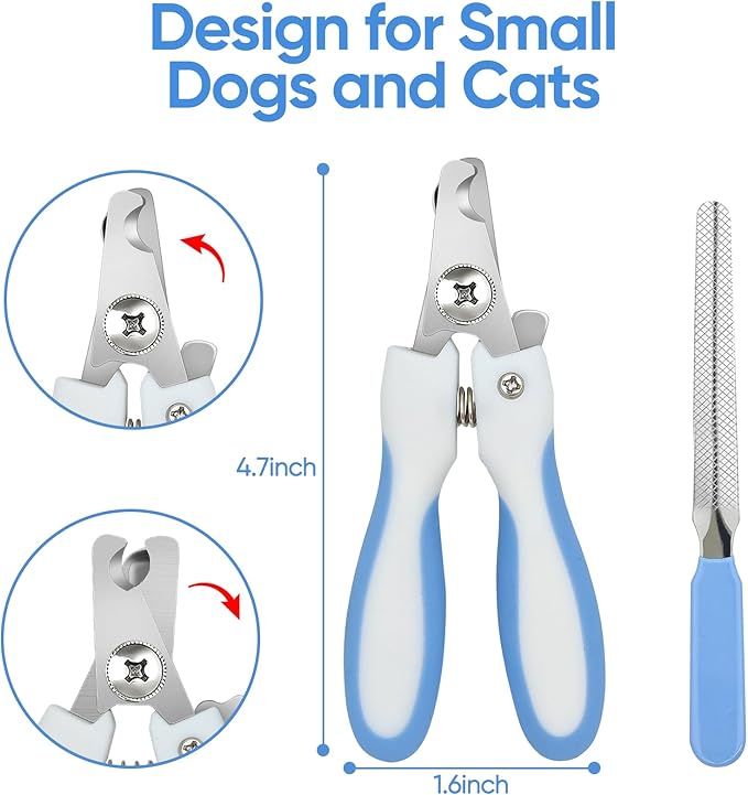 Dog Grooming scissors Kit,Includes Curved Thinning straight scissors,Comb,Grooming nail clipers,Nail Trimmer,Dog Grooming Scissors with Safety Round Tips,pet Grooming kit for Small Dogs&Puppies