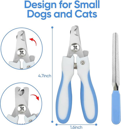 Dog Grooming scissors Kit,Includes Curved Thinning straight scissors,Comb,Grooming nail clipers,Nail Trimmer,Dog Grooming Scissors with Safety Round Tips,pet Grooming kit for Small Dogs&Puppies