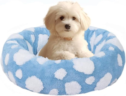 HYQ Small Dog Bed, Cat Beds for Indoor Cats, Dog Beds for Small Dogs with Anti-Slip Bottom, Cute Puppy Bed Washable-Blue-17inch