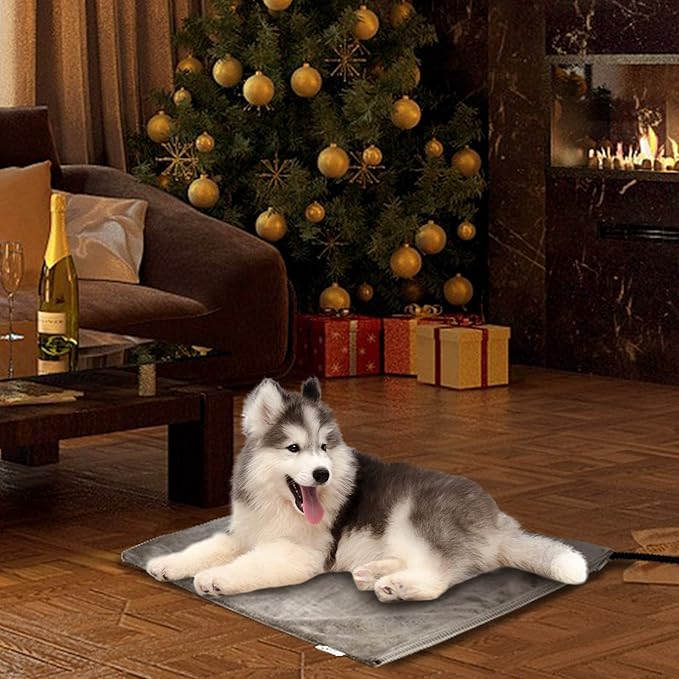 Toozey Pet Heating Pad, 6 Adjustable Temperature Dog Cat Heating Pad with Timer, Waterproof Heated Cat Bed with Chew Resistant Cord, Electric Heating Pads for Cats, Indoor Pet Heated Mat 18x16in