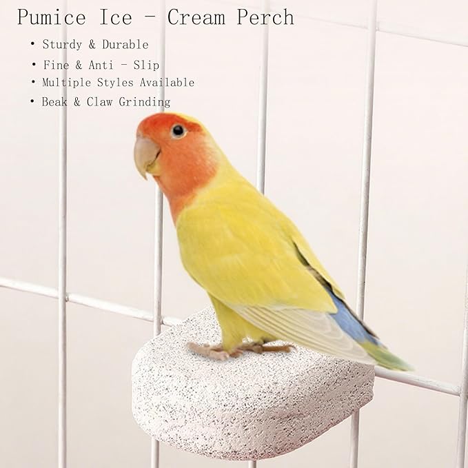 24-Inch Bird Rope Perch (0.8'' Diameter) + 2 Volcanic Stone Bird Stands - Beak & Claw Care for Small/Medium Birds, Natural & Stable Birds Perch