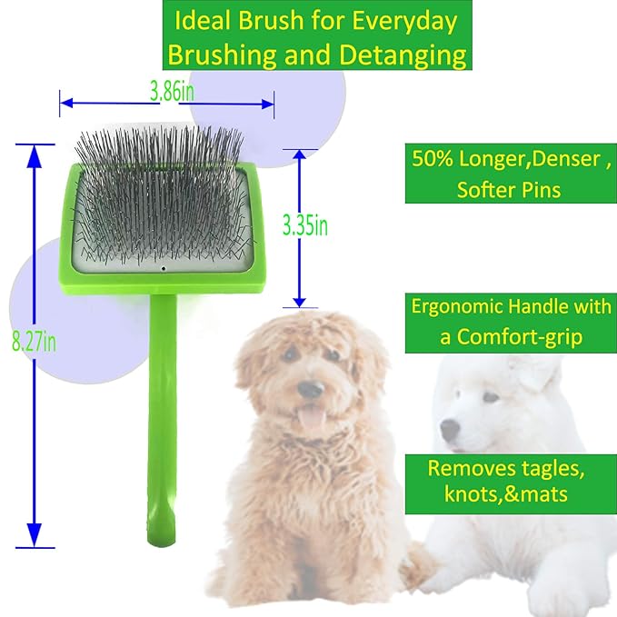 Slicker Dog Brush For Goldendoodles, Poodles, & Any Doodle Mix - Golden Doodle & Poodle Brush - For Medium to Long Hair Breeds - Detangle, Brush, Fluff Like a Pro (Large)