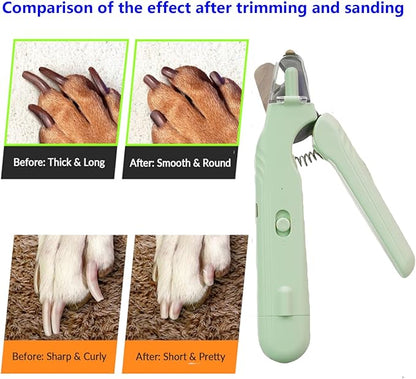 Dog Nail Grinder & Nail Clippers 2-in-1 Upgrade, Professional Electric Rechargeable Pet Nail Trimmer Painless Claw Grooming and Smooth, for Small, Medium, Large Dogs & Cats (Green, Electric)