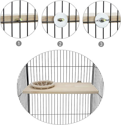Wontee Bird Perch Stand with Nest Bird Breeding Nest Bed Wooden Platform for Budgies Parakeets Cockatiels Conures (S)
