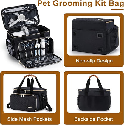 Dog Grooming Vacuum Bag, Pet Grooming Kit Bag Perfect for Dog Hair Vacuum & Grooming Tool Kit Accessories- Black