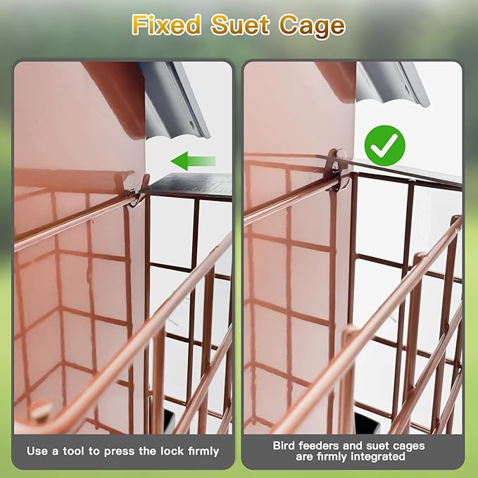 Bird Feeders for Outdoors Hanging, Metal Bird Feeder with Double Suet Cage Cake, Large Capacity, Birdfeeders Sturdy & Weatherproof, Easy to Clean & Refill, Great for Attracting Wild Birds