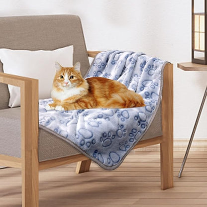 1 Pack 3 Dog Blankets for Small Dogs, Soft Fleece Dog Blanket Fluffy Pet Blanket Warm Sleep Mat Cute Paw Print Puppy Cat Blanket, Flannel Throw for Washable Dog Bed, Blanket for Dogs, 30"X20"