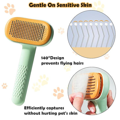 Dog Brush for Shedding & Grooming, Self Cleaning Slicker Brushes with Bath Brush for Shot Long Haired Dogs Cats, Cat Deshedding Brushes Puppy Pet Grooming Undercoat Comb for Sensitive Skin