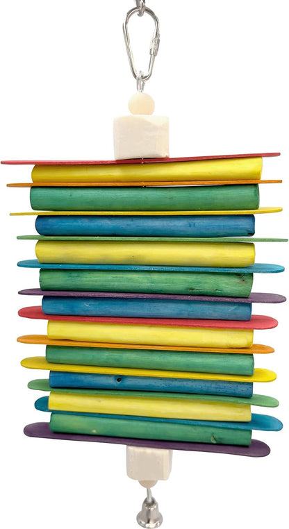 1125 Rainbow Sola Stick Stack Handcrafted Bird Chew Toy with Colorful Sola Wood Sticks – Foraging Toy for Conures, Parakeets, and Cockatiels – Safe & Natural Parrot Enrichment Toy – Made in USA