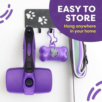 YINGFAN Self Cleaning Slicker Brush for Dogs, Skin Friendly Dog Brush for Shedding, Deshedding Dog Brush for Long Haired and Short Haired Dogs (Purple)