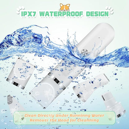 4 in 1 Dog Grooming Kit, Cordless Dog Clippers for Grooming, Low Noise Paw Trimmer Electric, Cat Hair Clippers Kit with Nail Grinder, Rechargeable Pet Hair Shaver for Small & Large Cat Pet