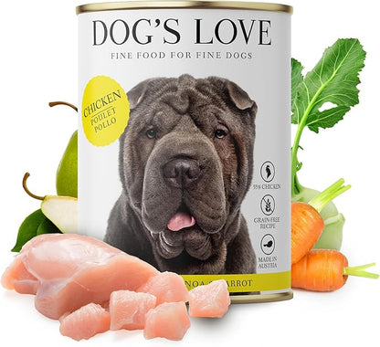 DOG'S LOVE Single Protein, Limited Ingredients, Ethically Sourced, Grain Free Wet Dog Food - Canned Soft Dog Food, Grain Free Dog Food for Your Dog - Premium Can Dog Food | 6 cans (14.1 Oz, Chicken)