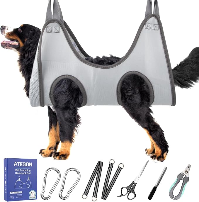 Pet Grooming Hammock Harness for Large Giant Dogs Nail Trimming, Dog Sling for Cutting Nails, Dog Hanging Holder Hanger with Nail Clippers, Nail File, Scissors XXXL