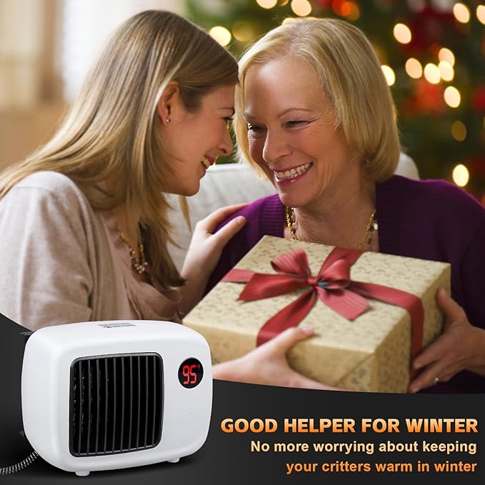 Dog House Heater, Pet House Heater with Thermostat Anti Chew Cord Overheat Protection Wall-Mounted 2 Heating Mode (300/600W) Warmer for Hound Kennel Cat Cage Chicken Coop