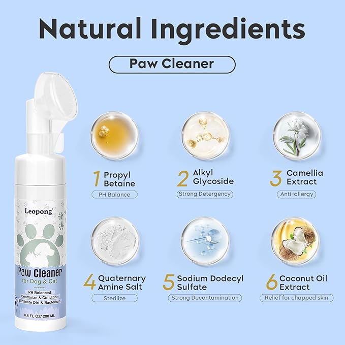 Dog Paw Cleaner,Dog Paw Wash Care for Dogs Large Medium Small XL Breed,3 Pack Waterless Foam with Silicone Scrubber, Dogs Cats Feet Paw Cleaner