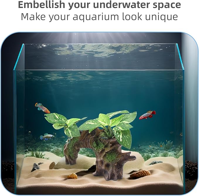 Aquarium Decor Ornaments Artifical Driftwood Cave Fish Tank Decorations Silk Aquarium Plants for Betta Fish Tank Accessories