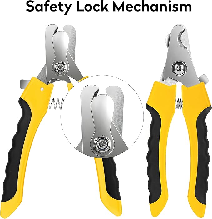 Dog Nails Clippers Trimmer with Safety Guard to Avoid Over-Cutting, Razor Sharp Blades with Bonus Dog Nail File, Cat Claw Clippers with Sturdy Non Slip Handles for Pets Dog Cat?Yellow & Black?