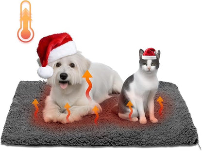 Nobleza Self Heating Cat Bed, Super Soft Thermal Dog Crate Bed Mat for Sleeping, Washable Anti-Slip Self Warming Pet Kennel Pad for Small Medium Cats Dogs Indoor Outdoor (Darkgray, M)