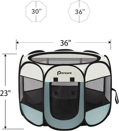 Dog Cat Playpen Indoor Outdoor for Puppy Pet Dog Cat Travel and Recovery After Surgery, Dog Enclosure Tent Crates Cage Indoor/Outdoor, Portable Pop Up Dog Kennel with Carrying Case (Grey, Medium)