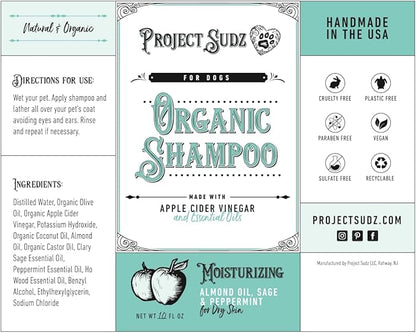 Moisturizing Organic Dog Shampoo for Dry Skin | Liquid Shampoo for Dogs | All Natural Dry Skin Dog Shampoo with Almond Oil