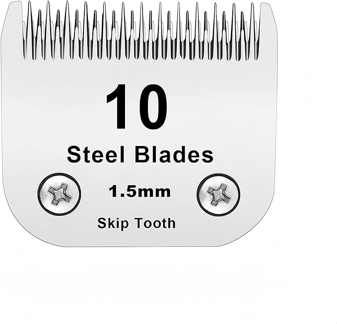 10 Skip Tooth Blades,Detachable Pet Dog Grooming Steel Blade，Compatible with andis/Oster A5/Wahl KM10 Series Clippers,Cut Length 1/8-Inch (3.2mm)