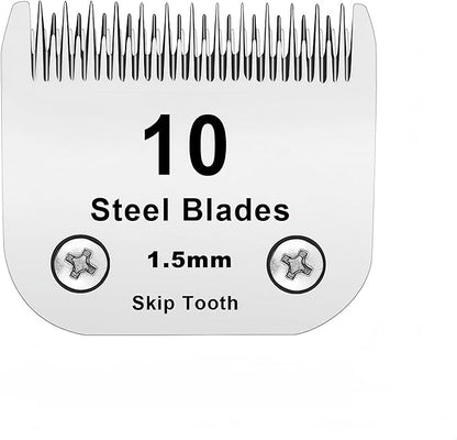 10 Skip Tooth Blades,Detachable Pet Dog Grooming Steel Blade，Compatible with andis/Oster A5/Wahl KM10 Series Clippers,Cut Length 1/8-Inch (3.2mm)