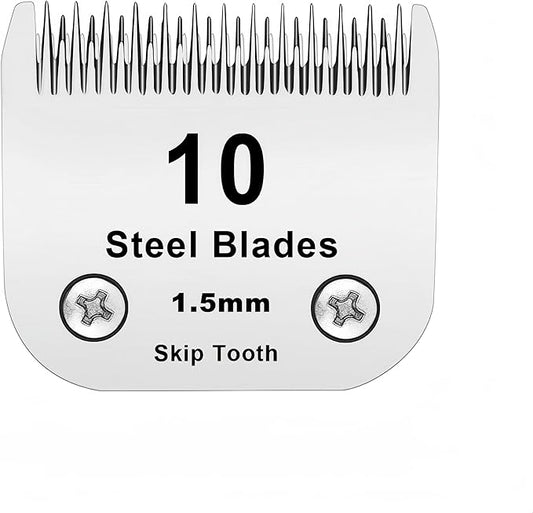 10 Skip Tooth Blades,Detachable Pet Dog Grooming Steel Blade，Compatible with andis/Oster A5/Wahl KM10 Series Clippers,Cut Length 1/8-Inch (3.2mm)