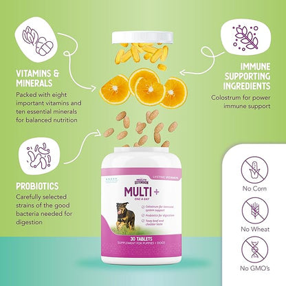 Health Extension Dog Health and Nutrition Bundle - Multivitamin (30 Tablets), Little Bites Dry Dog Food Chicken & Brown Rice Recipe (4 Lbs), Joint & Hip Supplement Cheese Flavored Powder (16oz)