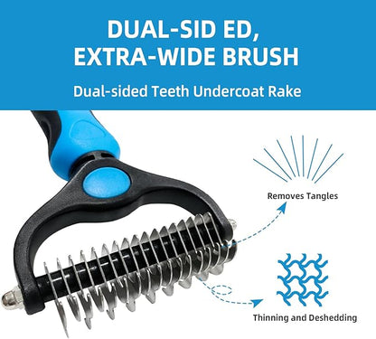 Shudyear Dog Grooming Brush and Metal Comb, Pet Grooming Brush, Cat Brush Deshedder Brush Dogs Shedding Tool for Long matted Haired Pets