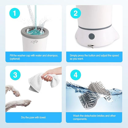 ALL FOR PAWS Automatic Dog Paw Cleaner, Dog Foot Washer Electric Paw Washer for Dogs Portable Paw Cleaner Cup, Mud Paw Clean Station, Silicone Brush Soft for Paws, Two Speed, Suction Cup Bottom