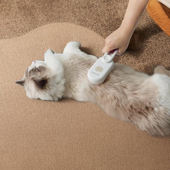 Gen 2 3-in-1 Cat Steam Brush for Shedding, Pet Hair Removal Water Comb, Spray Cat Grooming Brush for indoor Haired Cats, Dogs, Rabbits (Beige)