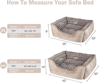 JOEJOY Rectangle Dog Bed for Large Medium Small Dogs - Washable Orthopedic Sofa Bed, Soft Breathable Puppy & Pet Cuddler, Durable Calming Dog Bed with Anti-Slip Bottom, Multiple Sizes, Beige