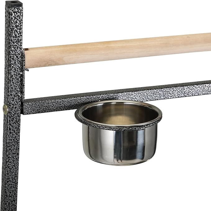 Parrot Stand Bird Perch Stand Bird Playstand with Easy Grip Tray Bowls Toy Hook Rolling Wheel Large Pet Gift Wrought Iron Play Ground Rolling Wheel (Black)