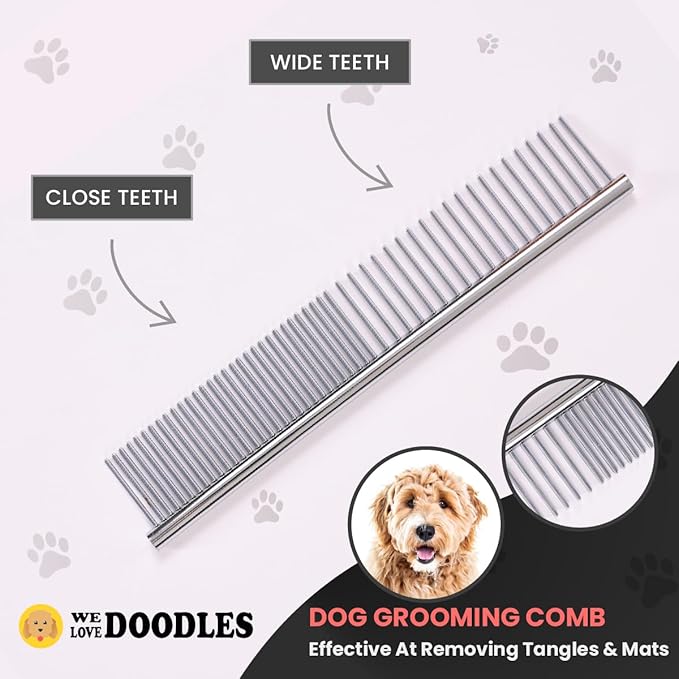 Dog Grooming Scissors Kit with Rounded Blunt Tips - Straight, Curved & Thinning Shears - Best Tools for Goldendoodles, Poodles & Doodles - Professional Grade Steel, 4 Pc Set [We Love Doodles]
