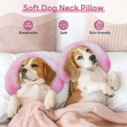 T'CHAQUE Dog Pillow Dog Calming Pillow for Small Dogs Anxiety Relief Comfort Dog Neck Pillow Bed Soft Cat Pillow for Indoor Cats Half Donut Cuddler U-Shaped Pillow Pet Sleeping Improve Calming Toy