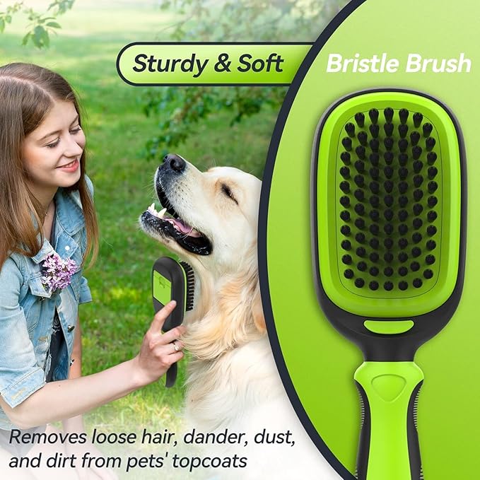 Pet Grooming Brush, Double Sided Detachable Shedding Dog Cat Brush, 5 in 1 Dog Grooming Brush for Shedding Long & Short Haired Dogs, Hair Removing, Bath&Massage, Reduce 95% Shedding Hair