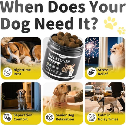 Melatonin for Dogs, Calming Chews with Valerian Root & L-Theanine for Sleep Aid & Emotional Support, Calming Treats for Stress Anxiety Relief, Thunder, Fireworks, Barking, Chicken Flavor, 90Ct