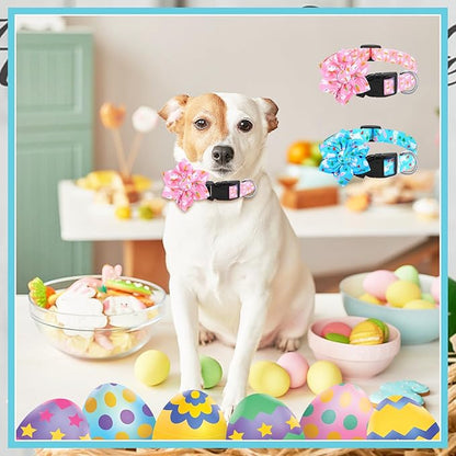 6 Pcs Valentine's Day Dog Collar with Flower Adjustable Valentine's Day Loving Heart Printed Collar for Dogs Holiday Safety Buckle Nylon Dog Collar for Female Male Small Medium Large Pet Dogs(Small)