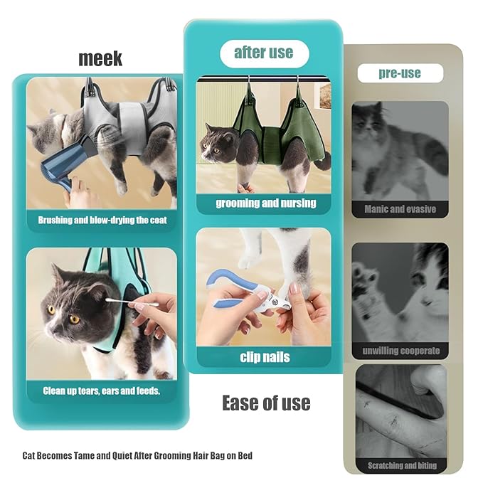 Cat and Dog Grooming Hammock with Safety Belt for Nail Clipping_rooming,Cat Bathing Bag for cat Nail Trimming,Pet Claw Care Bag, Dog Grooming Harnessï¼_,Be Sure to Check The Size Chartï¼_