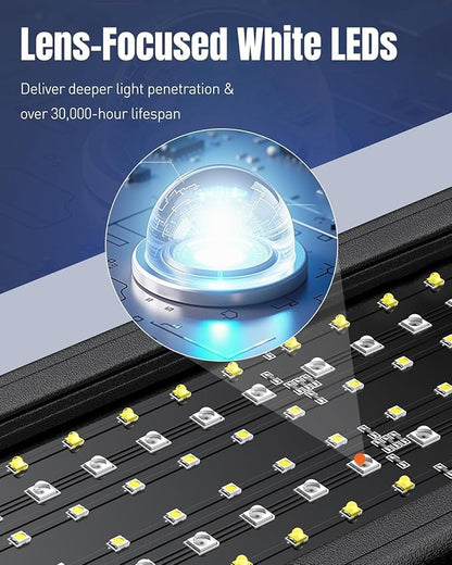 Pawfly Aquarium Light for Plants, 72 W Fish Tanks Light, Full Spectrum Aquarium Lights, 24/7 LED Aquarium Light with Timer & Adjustable Brightness, Fishes Lamp for 46"-52" Tanks